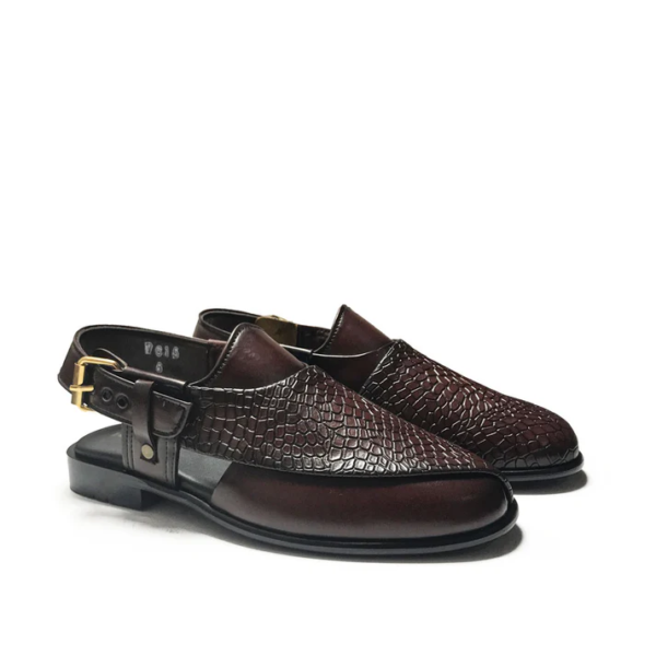 Textured Dark Brown Chappal