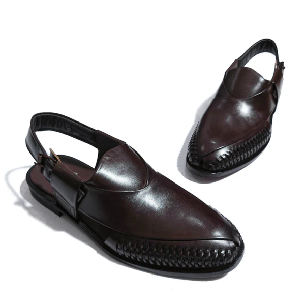 Braided Side Dark Brown Chappal - Image 3