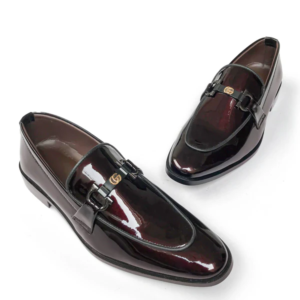 BLACKISH MAHROON PATENT SLIP-ONS GG