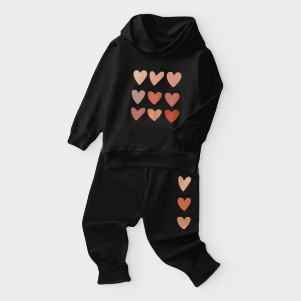 Girls Heart Print Hoodie &Amp; Joggers - Image 2