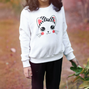 Girls Cartoon Sleeve Pullover & Joggers