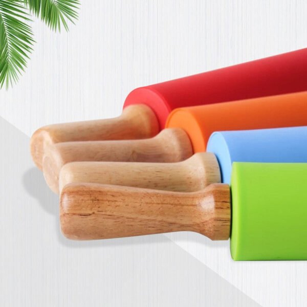 Non-stick Wooden Handle Silicone Rolling Pin - Image 3