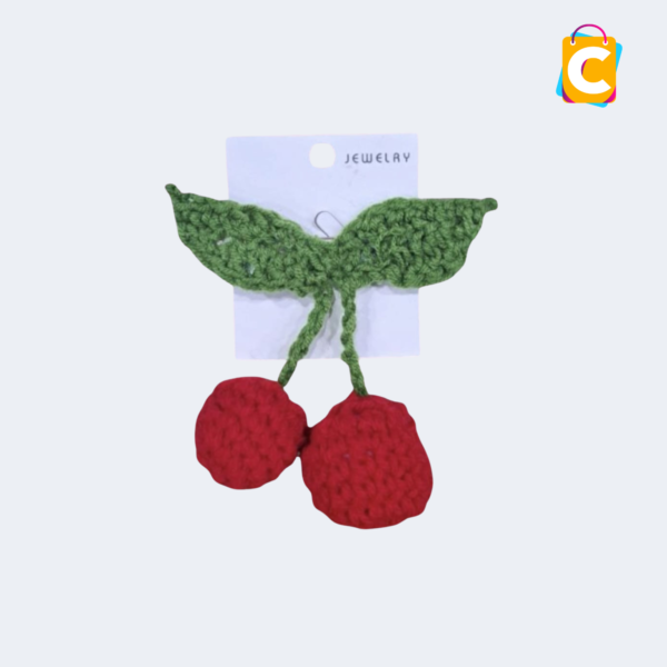 Handmade Crochet Cherry Hair Clip