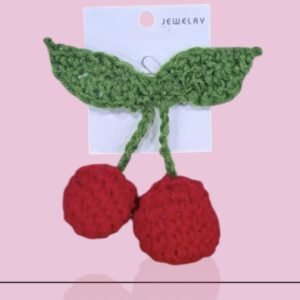 Handmade Crochet Cherry Hair Clip