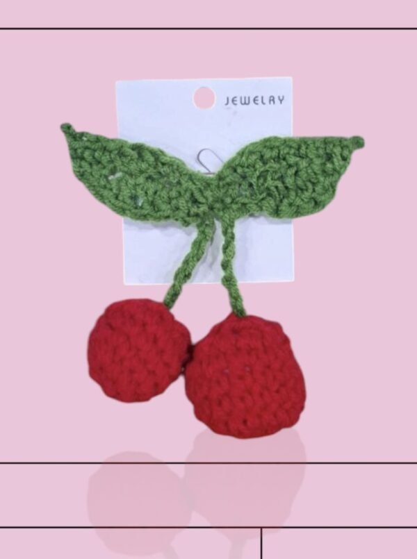 Handmade Crochet Cherry Hair Clip - Image 2