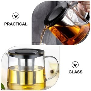 Glass Teapot with Infuser & Silicon Lid, Glass Kettle