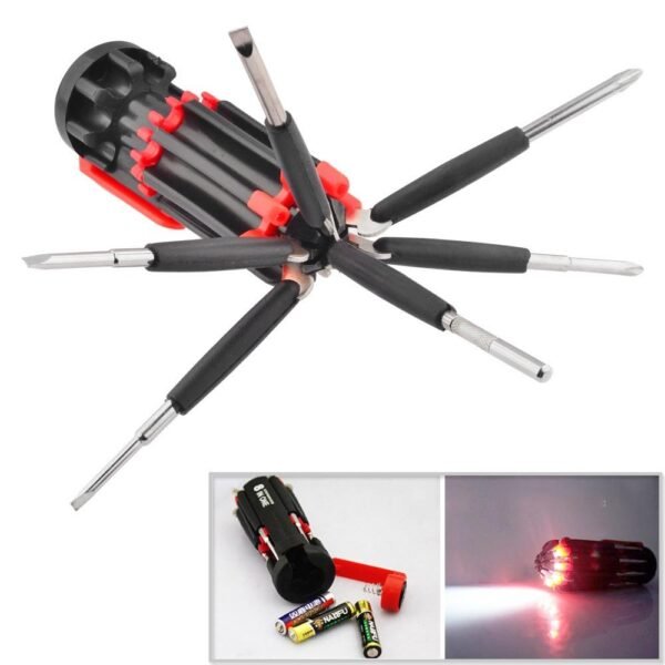 8 In 1 Screwdriver Set With 6 Led Torch