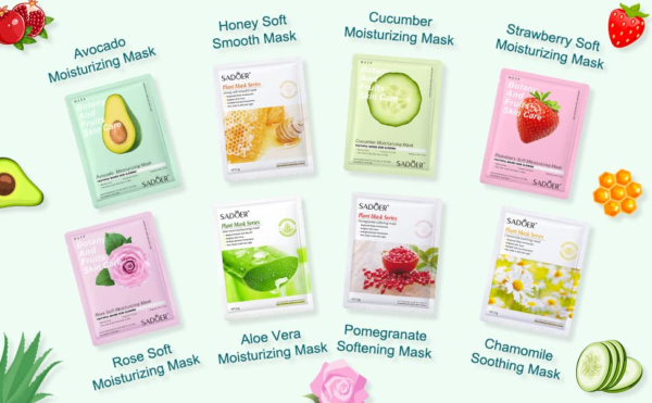 Pack Of 10 Fruit Plant Extract Moisturizing Brighten Facial Sheet Masks Hydrating, Radiance Boost, Calming, Skin Care Sheet Masks - Image 5
