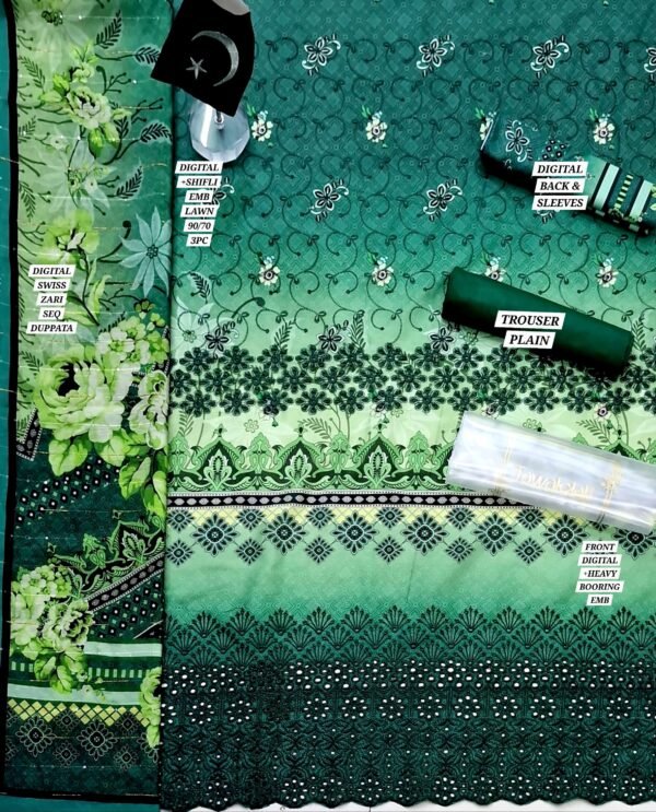 Digital Booring Shifli Embroidered 3-Pcs - Image 2