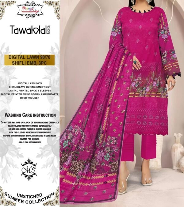 Export Quality 90/70 Embroidered Lawn 3-Pc