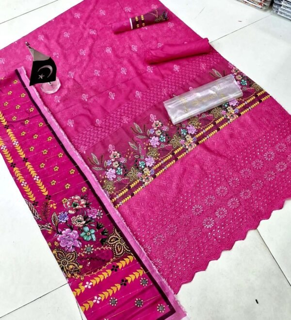 Export Quality 90/70 Embroidered Lawn 3-Pc - Image 2