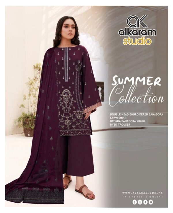 Banadoriya Embroidered Lawn 3-Pc