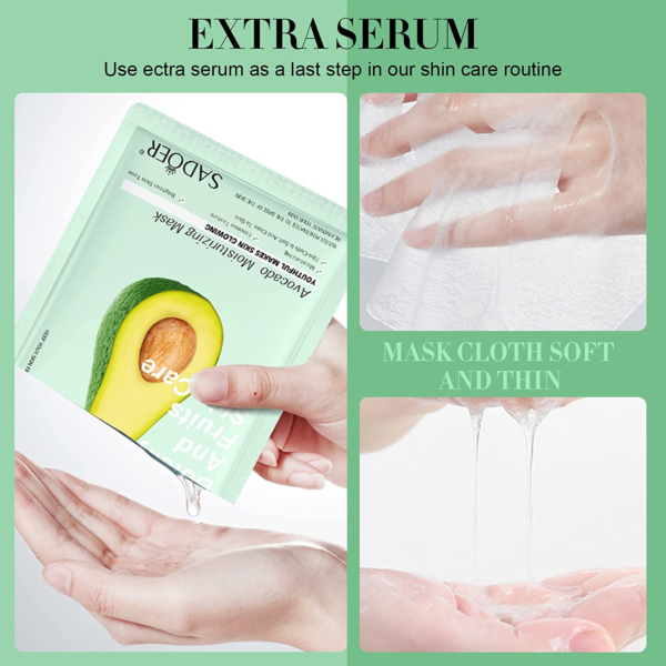 Pack Of 10 Fruit Plant Extract Moisturizing Brighten Facial Sheet Masks Hydrating, Radiance Boost, Calming, Skin Care Sheet Masks - Image 6