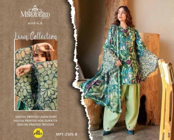 Maria.b Printed Embroidered Lawn 3-Pc