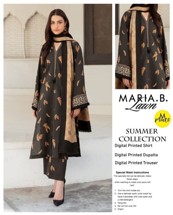 Maria.b Printed Embroidered Lawn 3-Pcs