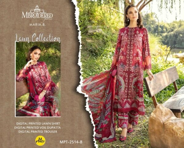 Maria.b Printed Embroidered Lawn 3-Pc