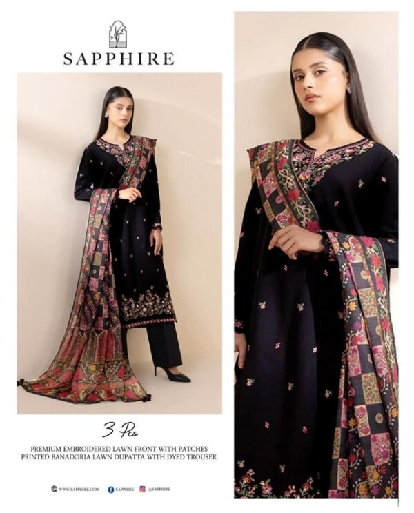 Front Embroidered Lawn 3-Pcs Suit