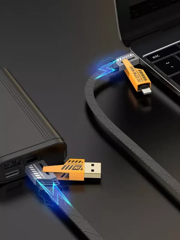 4-In-1 Usb Charging Cable | Type-C, Lightning, Micro Usb | 65W Pd Fast Charging - Image 2